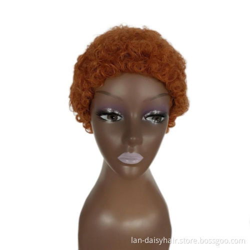 Short Curly Hair Wigs Pixie Cut Brazilian Human Hair For Black Women Natural Black 150% Density Glueless Afro Kinky Curly Wig